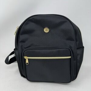 Stone Mountain Front‎ Gold Zip Black Dome Mini Backpack Bag Microfiber 10x10"